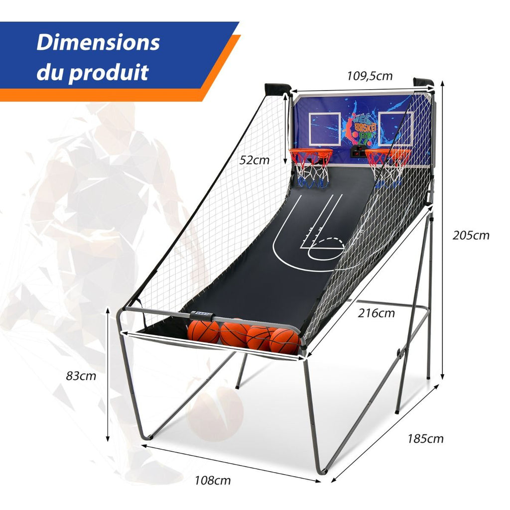 Jeu De Basketball Arcade Panier Compteur Basketball Panier De Basketball Arcade Blanc Et Noir 185X108X205Cm En Acier Bleu/Blanc/Gris/Violet