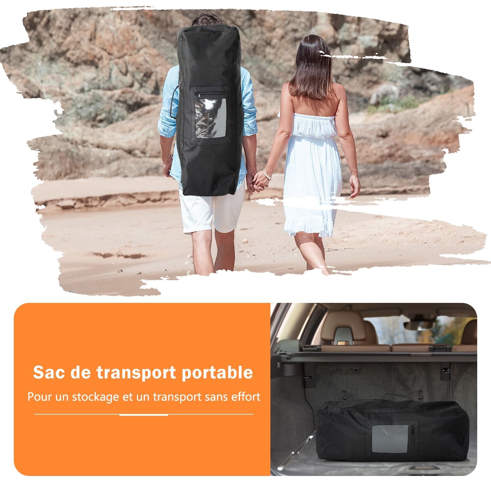 Paddle Gonflable 320X76X15Cm/335X76X15Cm En PVC Avec Pagaie Alliage Aluminium Réglable Aileron Amovible Pompe Manuel 120KG MAX Marron