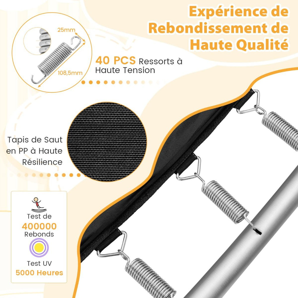 2 En 1 Trampoline Enfants (190X122Cm) Avec Balançoire Amovible Trampoline De Jardin Avec Filet De Sécurité Charge 100Kg Pour 3 Ans+ Bleu/Orange