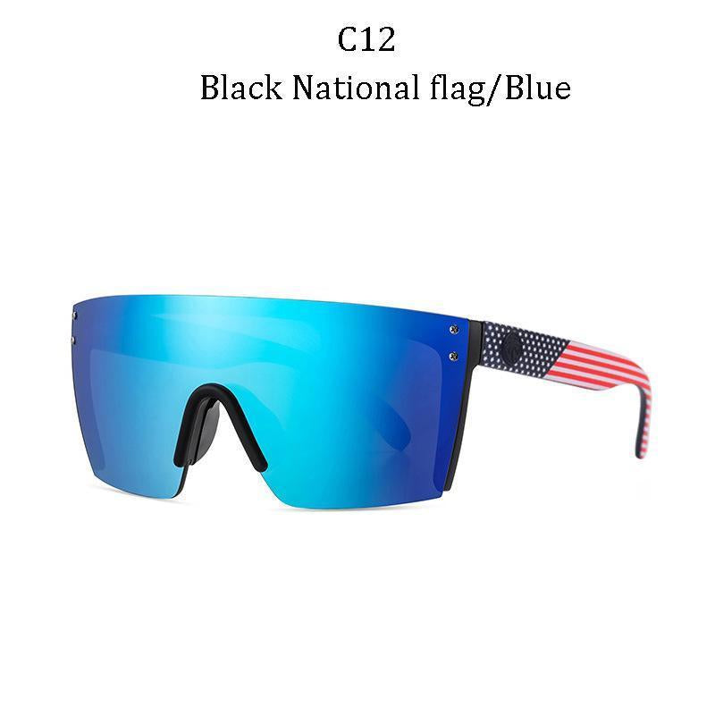 Heatwaves ANSI Z87+ Safety Polarized Sunglasses Visual Future Tech Lazer Face Stars & Stripes SOCOM Cases Sunglasses for Men & Trend Vintage Viral Designer Oversized Luxury for Travel with UV Protection Fishing Golf Case UV400 Square Conjoined Men Women