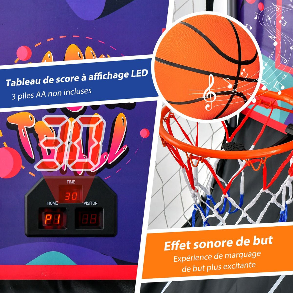 Jeu De Basketball Arcade Panier Compteur Basketball Panier De Basketball Arcade Blanc Et Noir 185X108X205Cm En Acier Bleu/Blanc/Gris/Violet